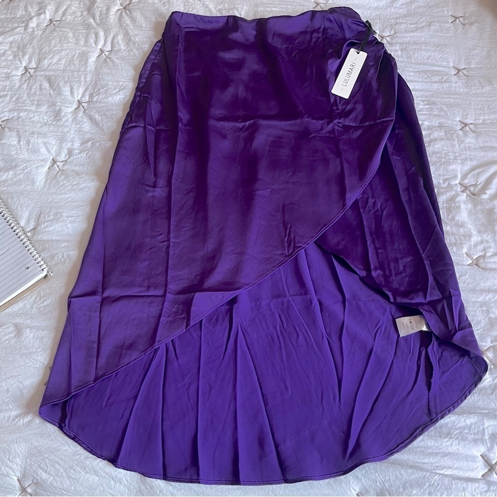 Lulumari Scallop Front Wrap Skirt Women’s Size L Purple - Picture 4 of 15